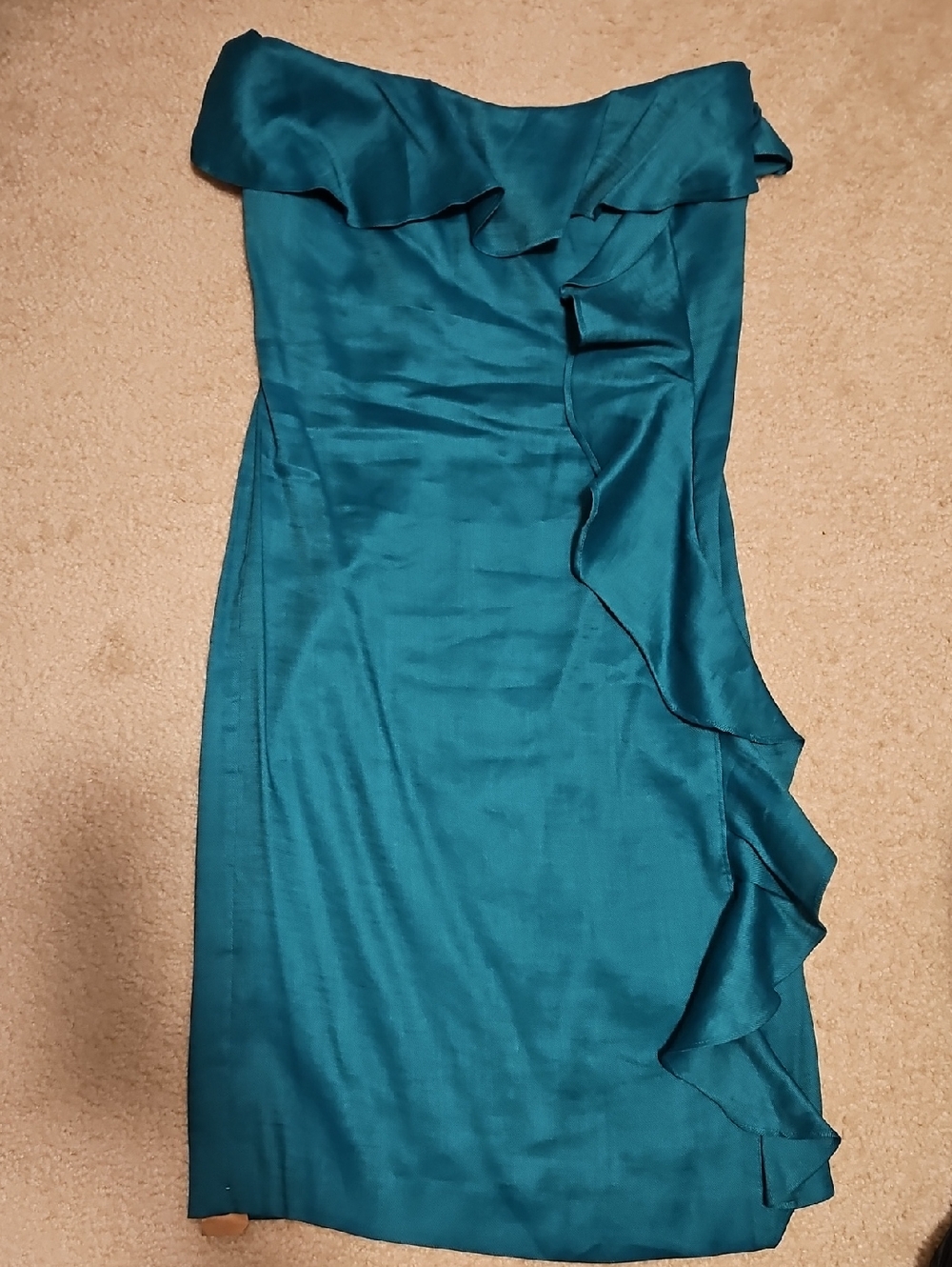 Banana Republic Factory Teal Strapless Ruffle Dress